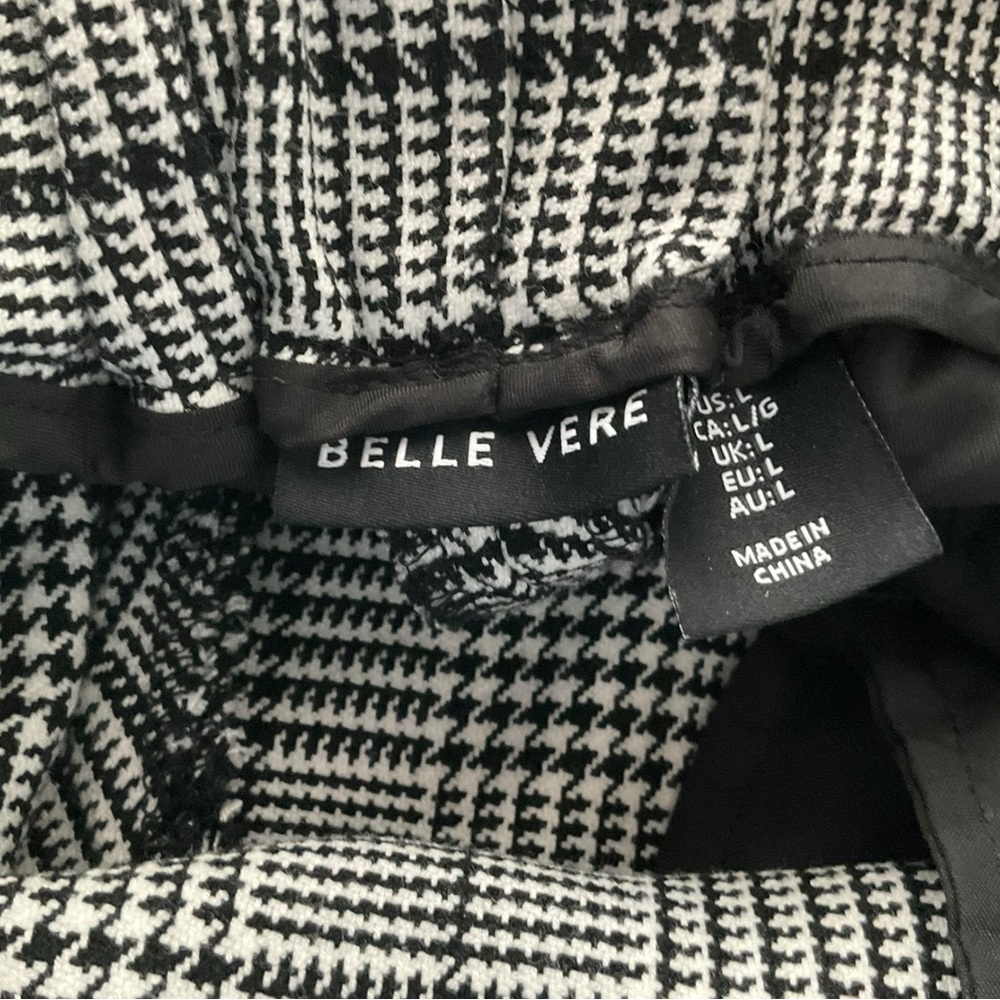 Belle Verne black White Check Trouser Pant L Women Blue Stripe College Preppy - Picture 4 of 8